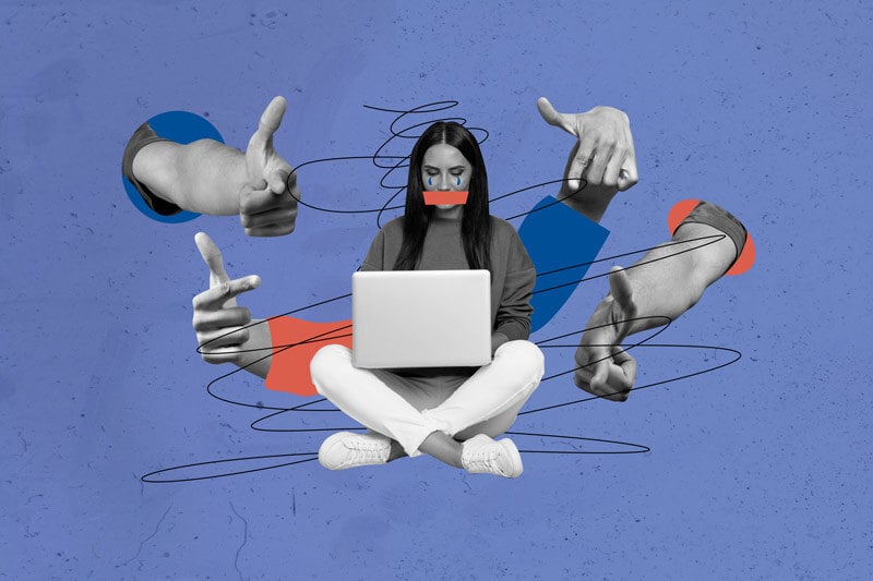 illustrazione-di-una-ragazza-che-usa-un-pc-ma-sente-la-pressione-degli-sbagli